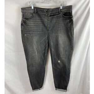 Forever 21 + Grey Distressed Zip Front Jeans size 20